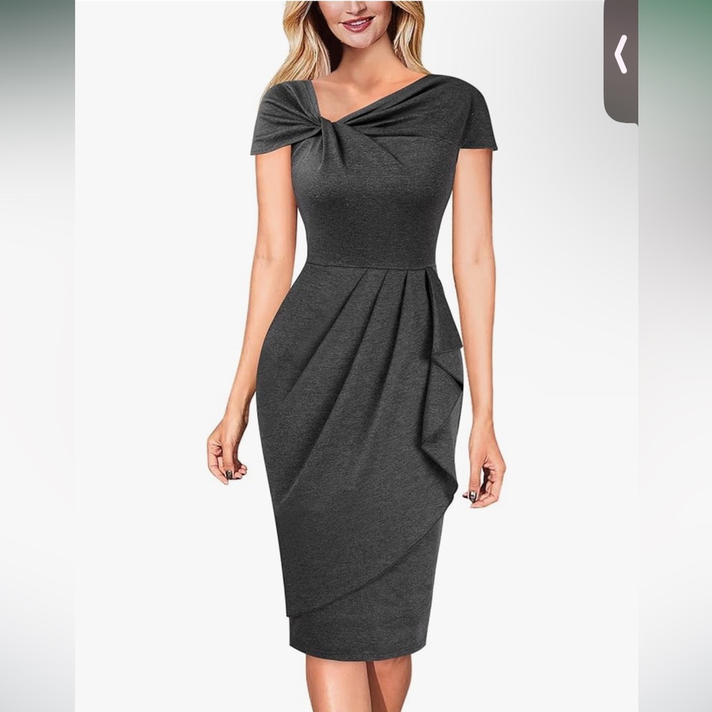 VFSHOW ASYMMETRICAL FRONT BUSINESS OR COCKTAIL BODYCON DRESS GRAY HEATHER SZ S